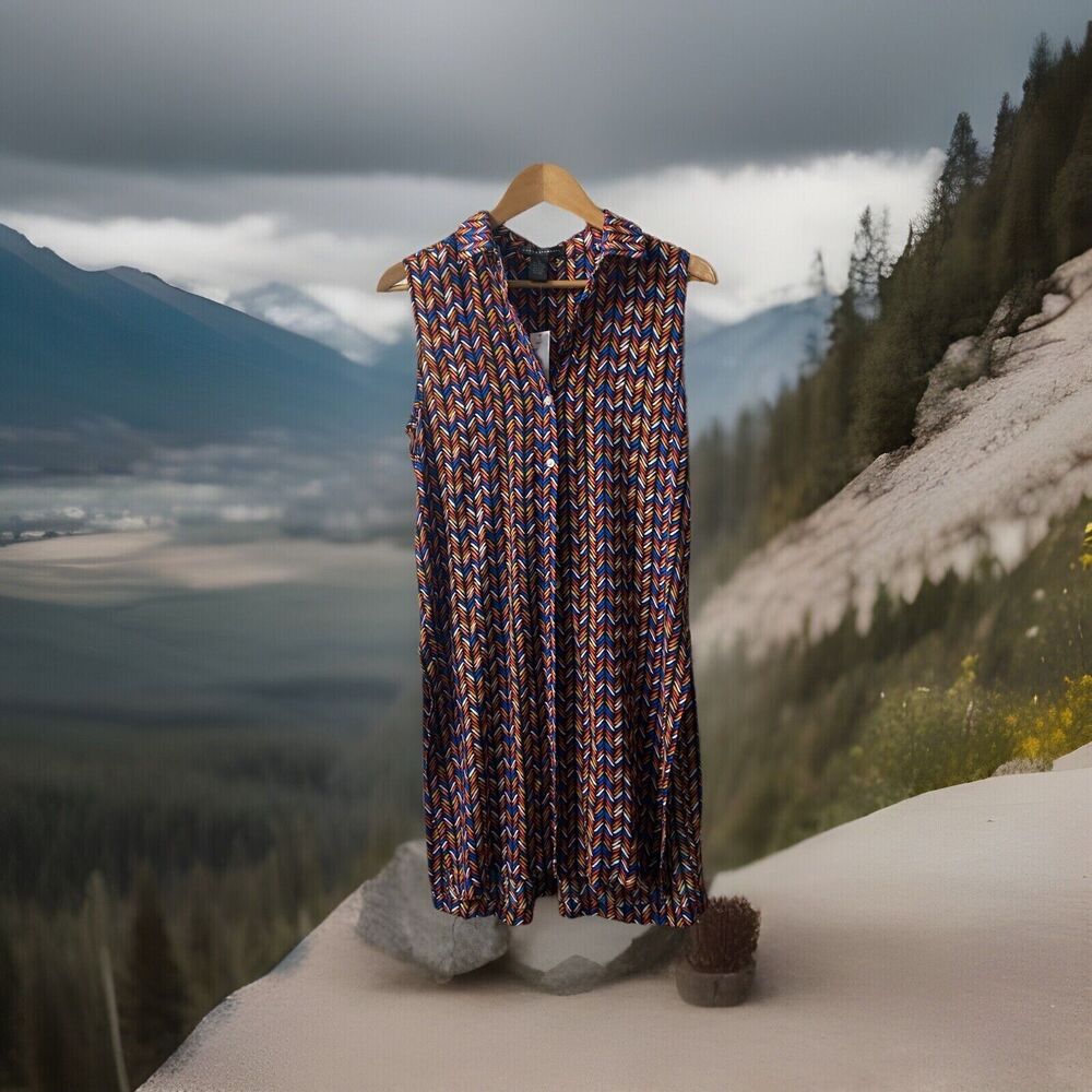 NWT Grace Elements Beach Coverup Copacabana Womens S Side Slits Button Up Collar